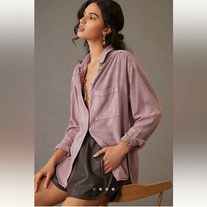 Anthropologie Pilcro The Bo Boyfriend Button Down Shirt XS, Lilac Mauve